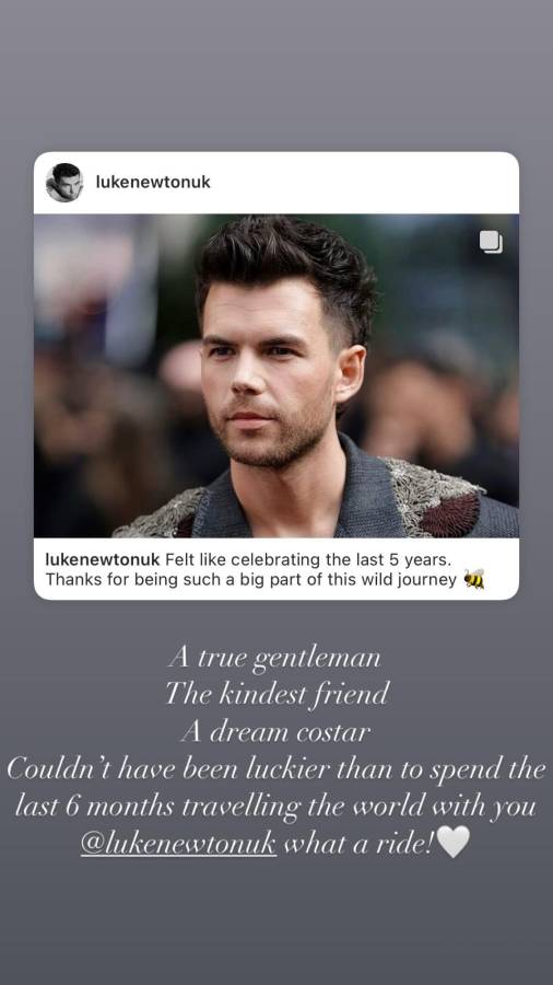 Nicola comentó en Instagram: “Un verdadero caballero, el más generoso de los amigos, una coestrella de ensueño, no pude haber sido más afortunada que el haber pasado los últimos seis meses viajando por el mundo contigo Luke Newton. Qué viaje!”