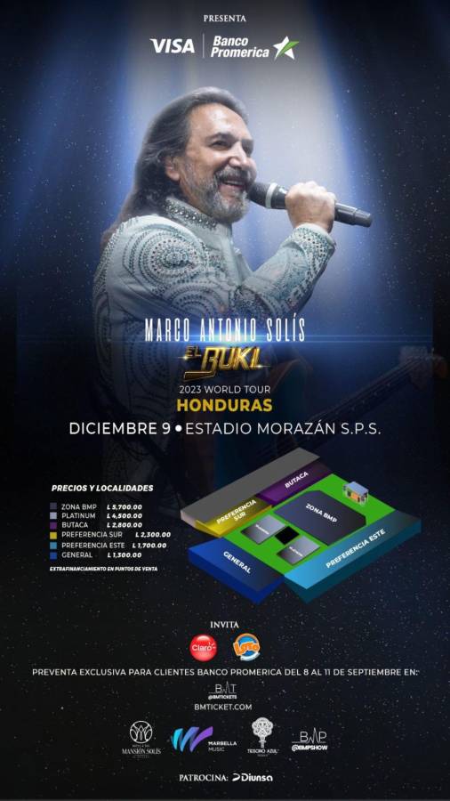 La productora BMP compartió los precios de las diferentes localidades en San Pedro Sula y Tegucigalpa.