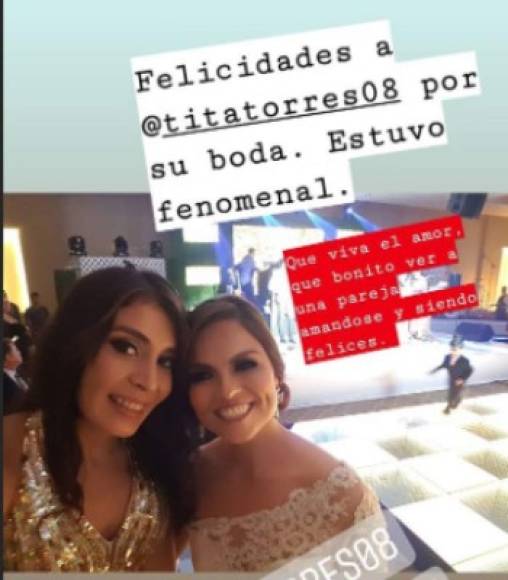 Por medio de sus redes sociales, la exMiss Honduras colgó una imagen junto a la hermosa novia para felicitarla por su matrimonio.