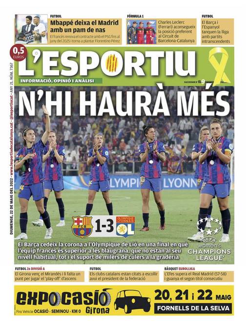 Diario L’Esportiu (Cataluña) - “Mbappé deja al Madrid con un palmo de narices”.