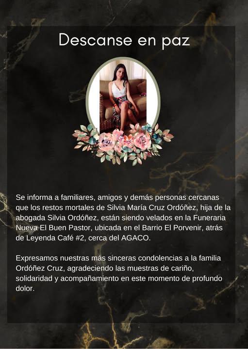 Consternación por muerte de Silvia María; era estudiante de Derecho