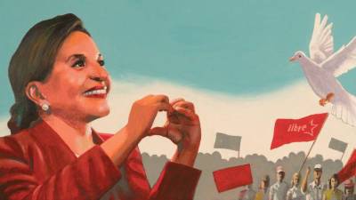 La presidenta Xiomara Castro en uno de los murales creados por los talentosos jóvenes. Desliza hacia la derecha para ver todas las obras.