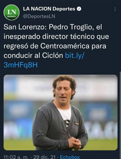 La Nación de Argentina: “Pedro Troglio, el inesperado director técnico que regresó de Centroamérica para conducir al Ciclón”.