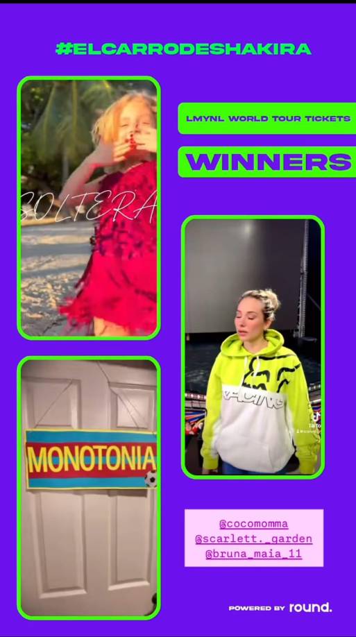 “Hoy sabremos quién es el ganador o ganadora del concurso del carro de Shakira, así que vamos a darles la bienvenida a los cinco finalistas: Ángel López, Janeth González, Michael Mejía, Bruna Maia y Alejandra Quintero”.