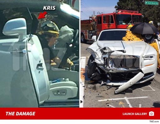 Así quedó el Rolls-Royce de Kris Jenner tras chocarlo