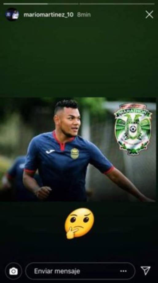 Mario Martínez subió esta imagen a su cuenta de Instagram, un guiño para el Marathón, equipo con el que ha estado negociando tras su salida del Real España.
