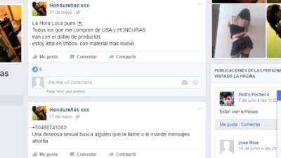 En Facebook hay decenas de páginas hondureñas anónimas que promueven la prostitución y pornografía.