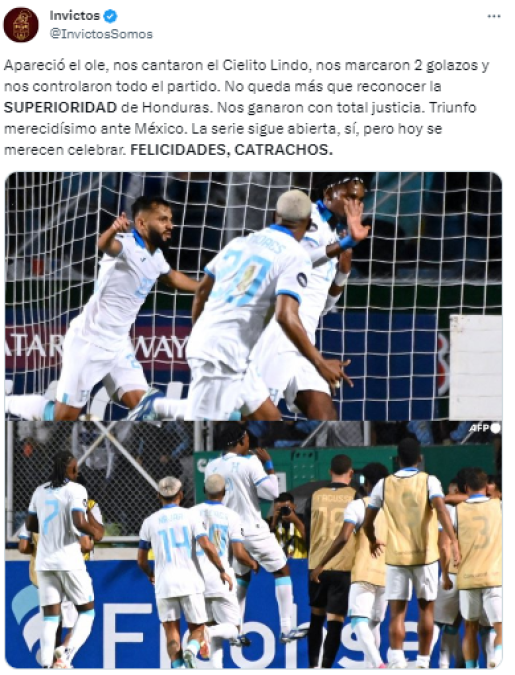 Invictos dejó un tremendo post luego de la victoria de Honduras ante México: “No queda más que reconocer la superioridad”.