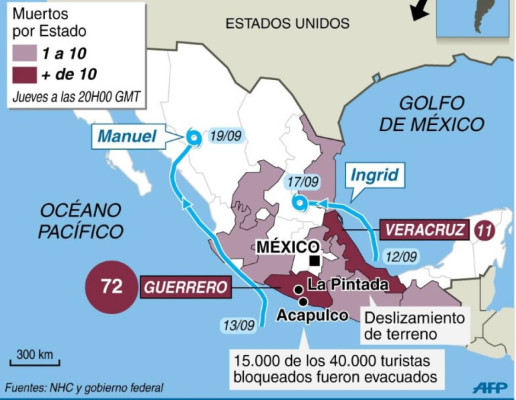 Las lluvias causadas por 'Manuel' siguen afectando al norte de México