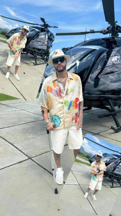 Neymar, que se recupera de una grave lesión, aprovecha sus vacaciones en Brasil para pasarla bien. El delantero brasileño viajó en un helicóptero hasta Santos.