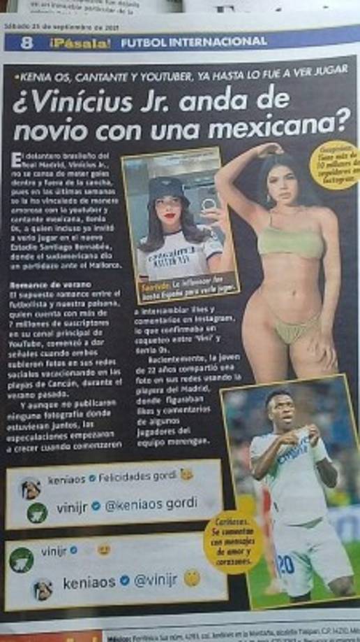 Medios internacionales han echo eco de lo que es una posible relación sentimental entre Vinicius y Kenia.