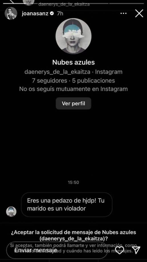 En otra captura de pantalla se puede leer, lo siguiente: “Eres una pedazo de h***, tu marido es un violador”.
