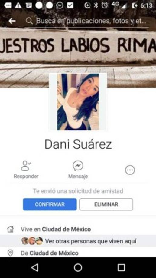 Una de las cuentas falsas que le plagió sus fotos del Facebook.