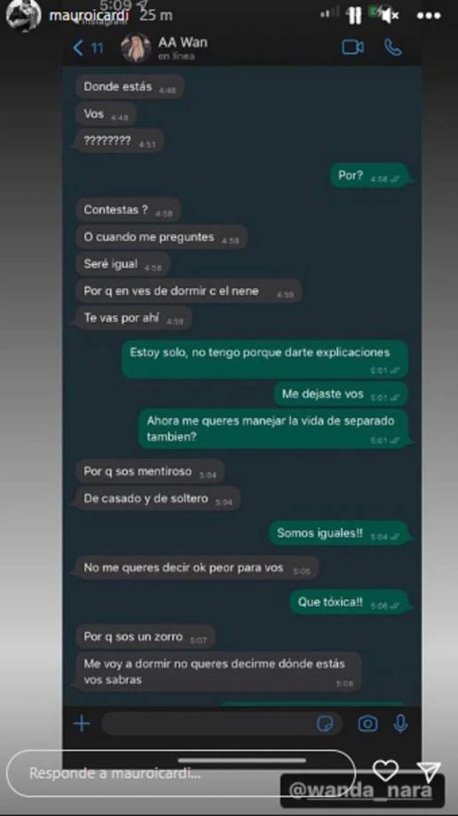 Mauro Icardi se cansó y mostró los Whatsapp de Wanda Nara.