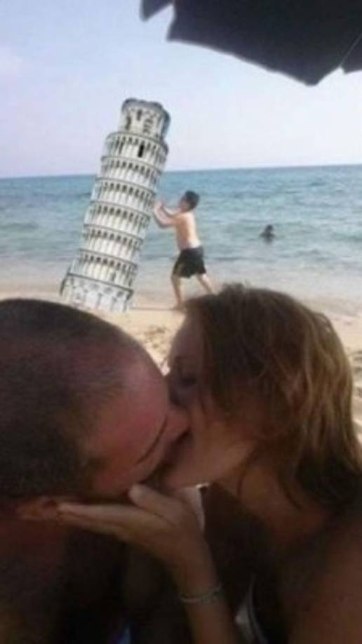 Deteniendo la Torre Pisa.