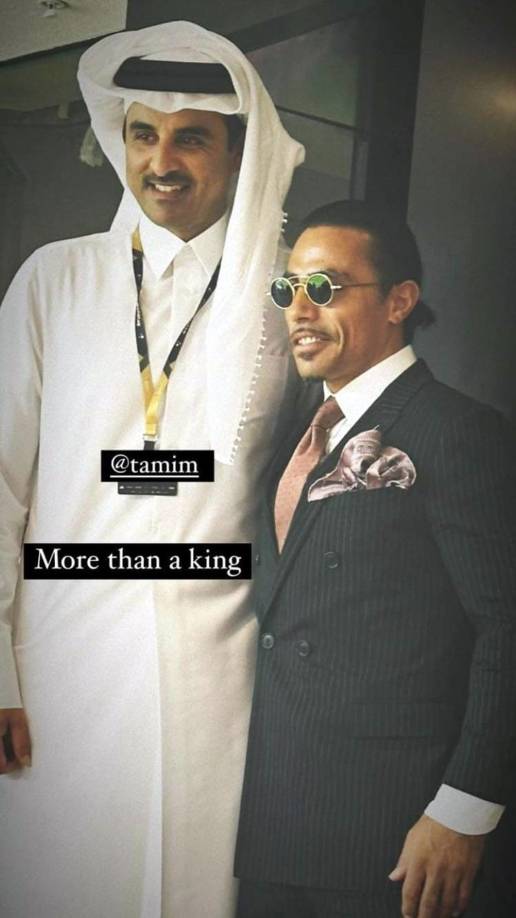 Salt Bae también se sacó una foto con el jeque Tamim bin Hamad Al Thani, actual emir de Qatar.