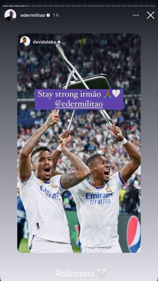 El también lesionado David Alaba se hizo presente con los mensajes de apoyo.