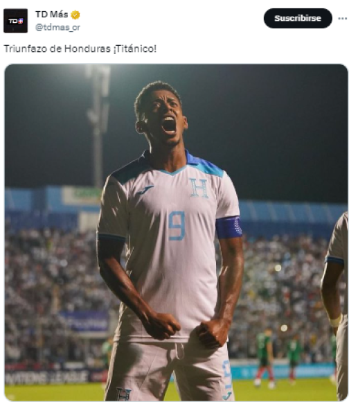 “Triunfazo de Honduras ¡Titánico!”, publicaron finalmente en sus redes sociales.