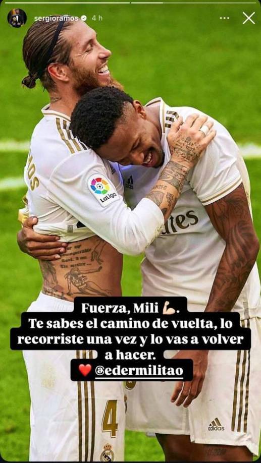 Un excompañero de Militao como Sergio Ramos, también le deseó una pronta recuperación. “Fuerza, Mili. Te sabes el camino de vuelta, lo recorriste una vez y lo vas a volver a hacer”. 