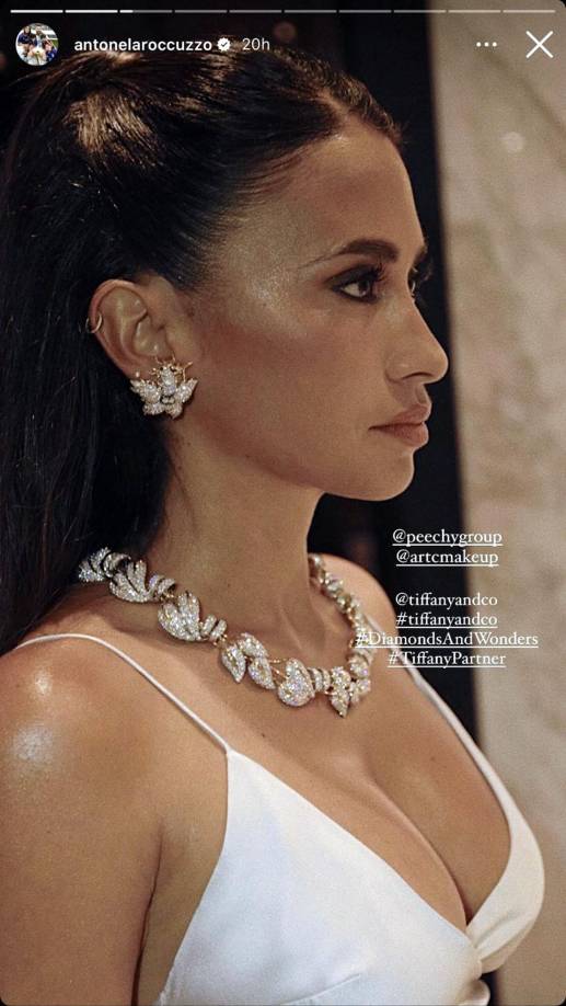 Antonela lució un collar de diamantes diseñado por el icónico Jean Schulumberger, considerado uno de los artistas de la industria más talentosos del siglo XX.