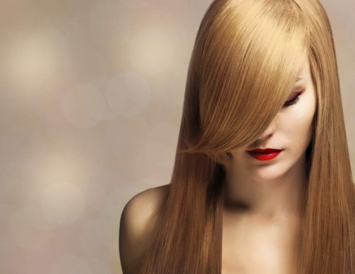 closeup portrait of a beautiful young woman with elegant long shiny hair