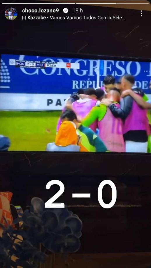 Antony ‘Choco’ Lozano, baja para los partidos por lesión, estuvo viendo el partido desde casa y celebró en redes el triunfo de Honduras ante México.