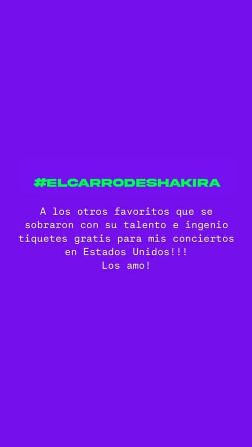 De igual forma, a los demás finalistas les obsequió entrada gratis para sus conciertos en Estados Unidos, lo cual dio a conocer mediante una historia en sus redes sociales. 