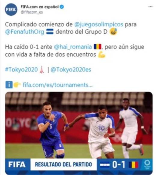La pagína de la FIFA - “Complicado comienzo de Juegos Olímpicos para Honduras dentro del Grupo D. Ha caído 0-1 ante Rumania, pero aún sigue con vida a falta de dos encuentros”.
