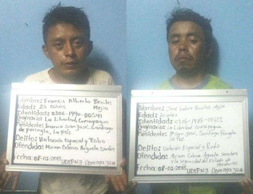 Caen dos supuestos miembros de una banda en Comayagua