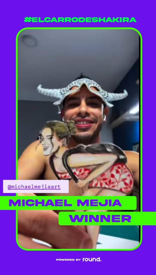 “Finalmente, ustedes han decidido quién es el ganador, así que bueno, no lo voy a dilatar más, el ganador de mi carrito es Michael Mejía”, dijo Shakira con emoción.