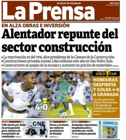En Diario LA PRENSA destacamos la goleada de Honduras y señalamos que la H despertó ya que tenía varios partidos de no conocer la victoria.