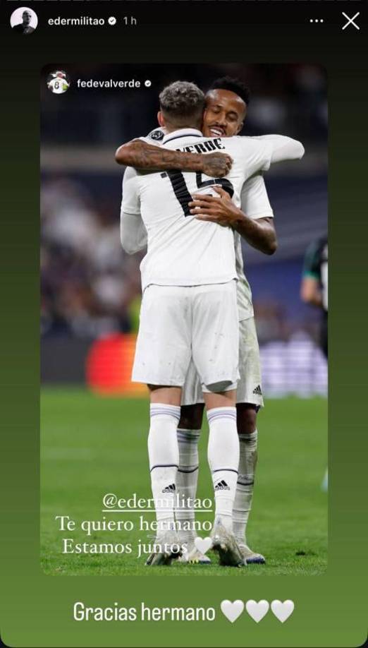”Te quiero hermano, estamos juntos”, Fede Valverde en Instagram.