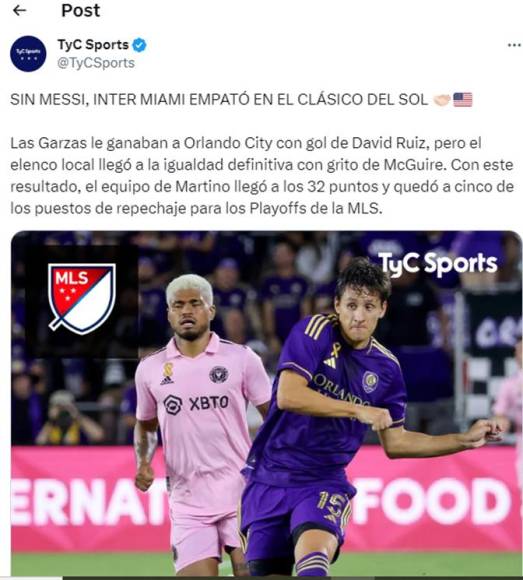 TyC Sports compartió la información sobre el gol del hondureño David Ruiz.