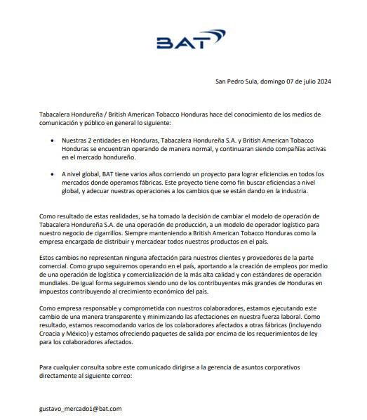 Tabacalera Hondureña deja de producir cigarros en el país