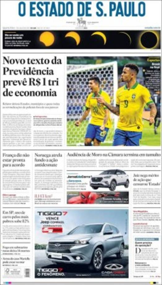 El diario O Estado de Sao Paulo también destacó el triunfo brasileño.