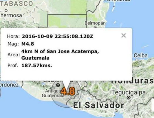 Occidente hondureño siente sismo con epicentro en Guatemala