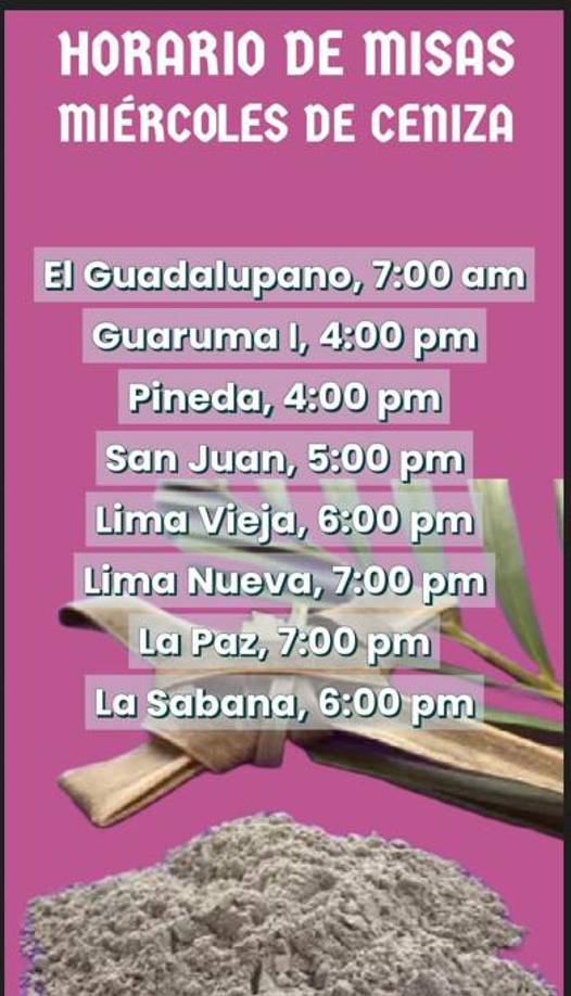 Horarios de las misas del Miércoles de Ceniza 2023