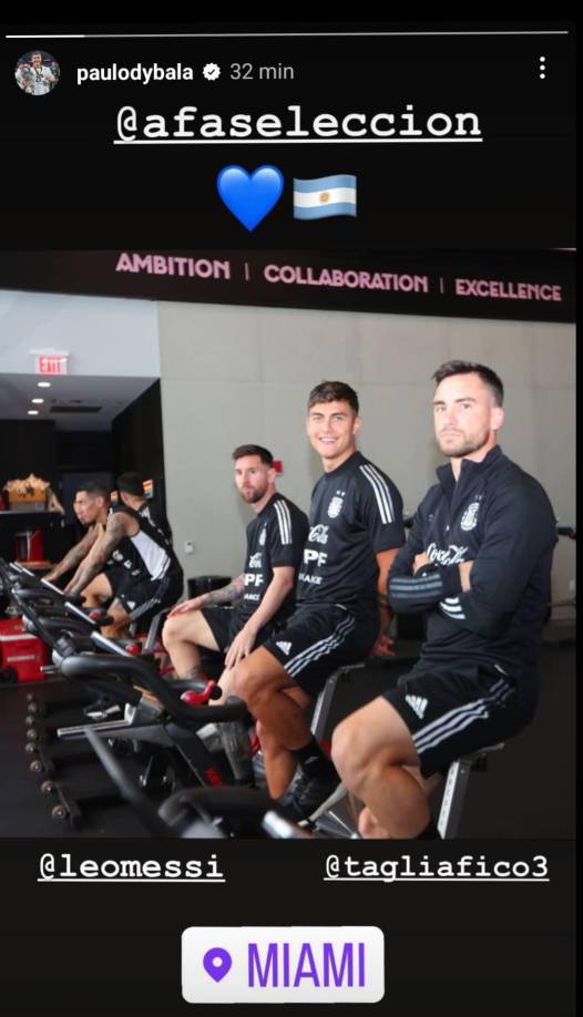 Nicolás Tagliafico junto a Paulo Dybala, Lionel Messi y Ángel Di María.