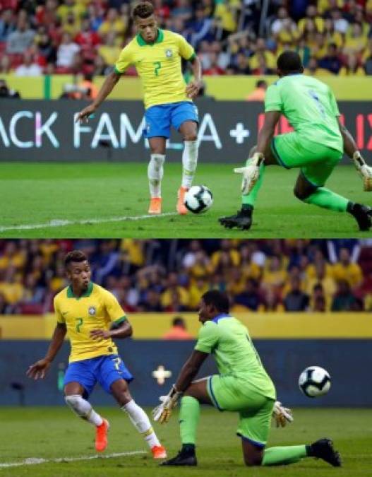 David Neres, quien reemplazó a Neymar en el amistoso, definió de gran manera para marcar el 5-0 y su primer gol con la camiseta de Brasil.