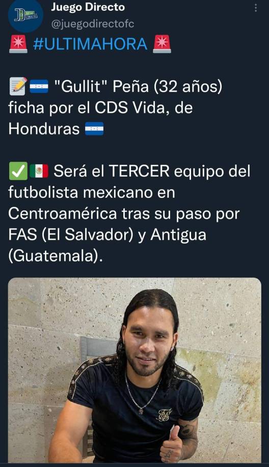 “Gullit” Peña firmó contrato con el Vida y será su tercer club en Centroamérica, anteriormente vistió la camiseta del FAS de El Salvador y Antigua de Guatemala.