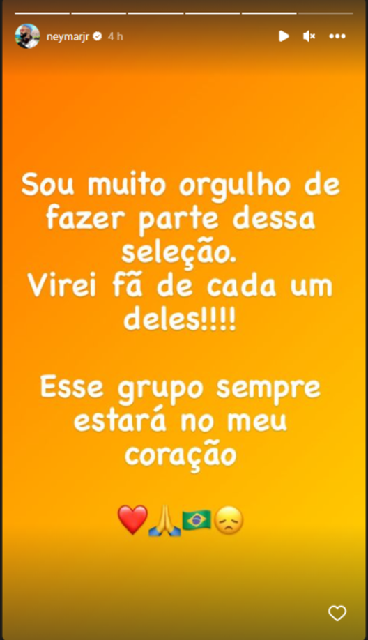Y finalizó: “Estoy muy orgulloso de ser parte de esta selección. Este grupo siempre estará en mi corazón”.