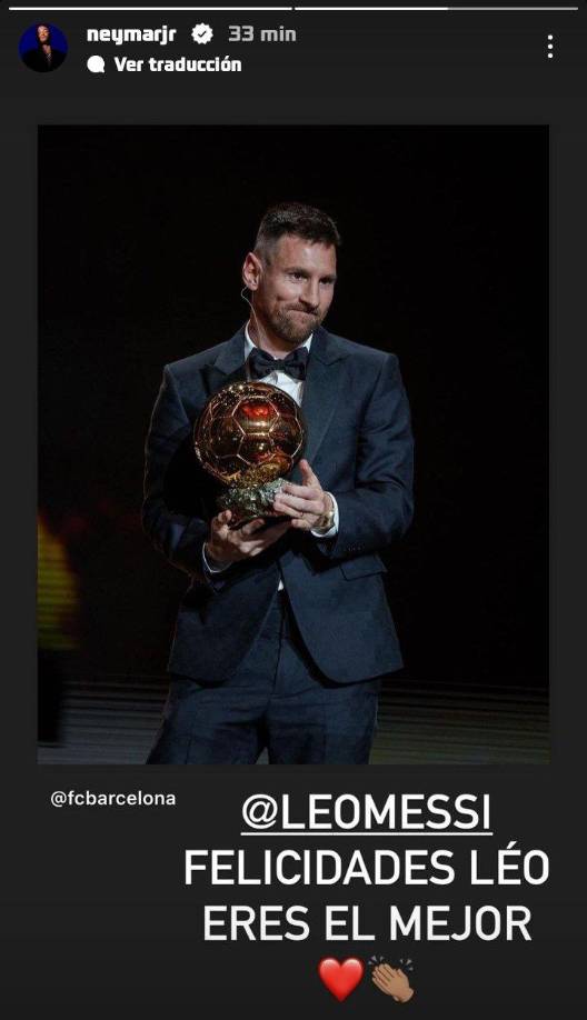 Neymar dejó un mensaje en su Instagram: “FELICIDADES LEO ERES EL MEJOR”.