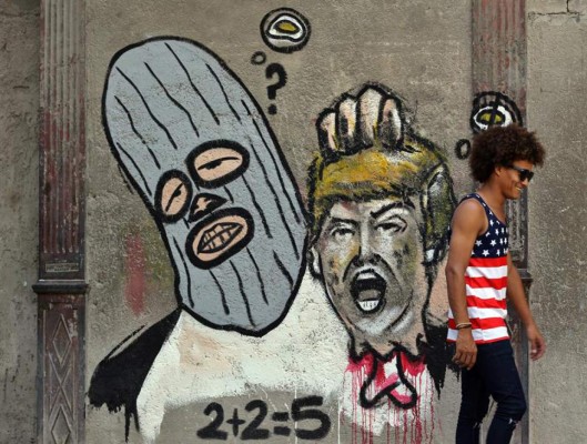 Un grafiti de Trump decapitado 'ilustra' una calle de La Habana