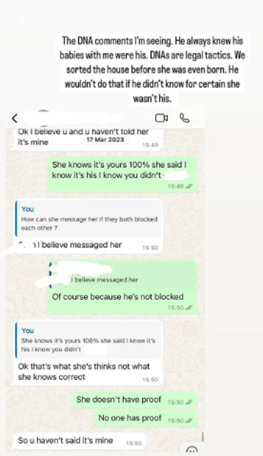 “Está bien, te creo, pero no le has dicho que es mío”, escribió el futbolista y Goodmans respondió: “Ella sabe que es tuyo al 100%. Ella (refiriéndose a la esposa del jugador) dijo que yo sé que es de él”.