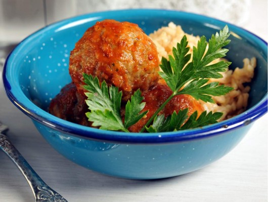 Albóndigas de soya en salsa de tomate