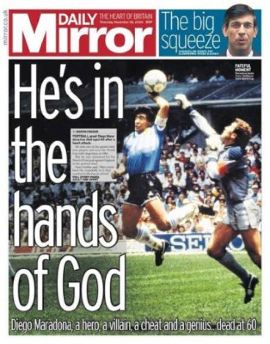 El Daily Mirror de Inglaterra - 'Está en manos de Dios'.