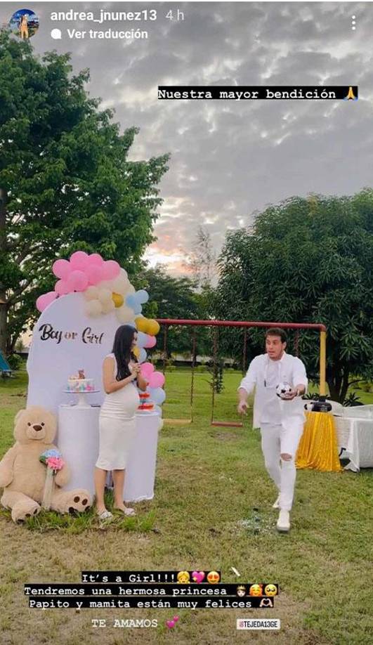 En su cuenta oficial de Instagram, Andrea informó que es una niña la que se unirá a su linda familia.
