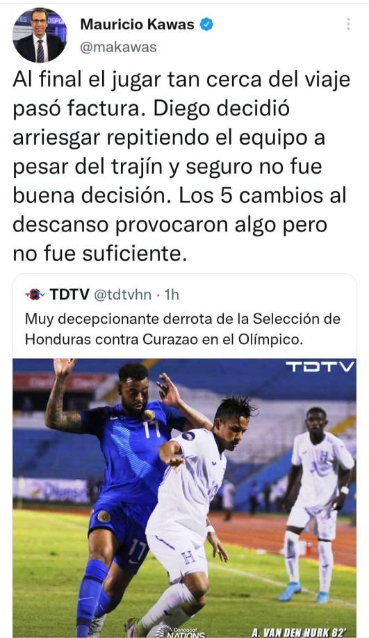 Mauricio Kawas: “Al final el jugar tan cerca del viaje pasó factura. Diego decidió arriesgar al equipo a pesar del trajín y seguro no fue una buena decisión.”