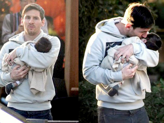Foto: Messi presenta a su hijo Thiago