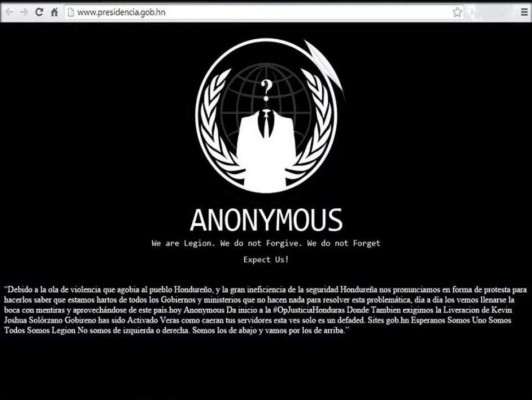 Honduras: Anonymous hackea página de la presidencia